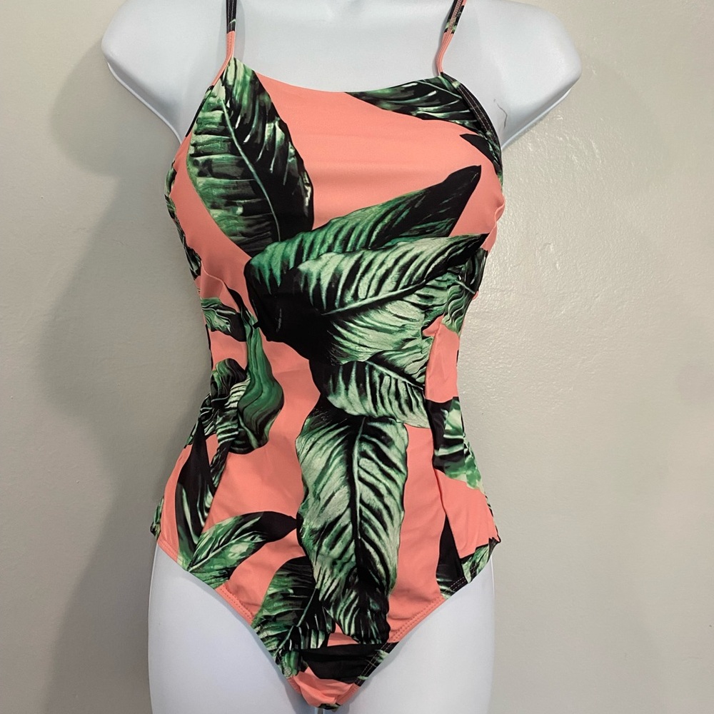 Tropical Leaf Print Swimsuit
